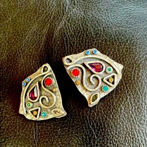 Fabulous Patricia Locke Crystal Embellished Silver-Tone Clip-On Earrings